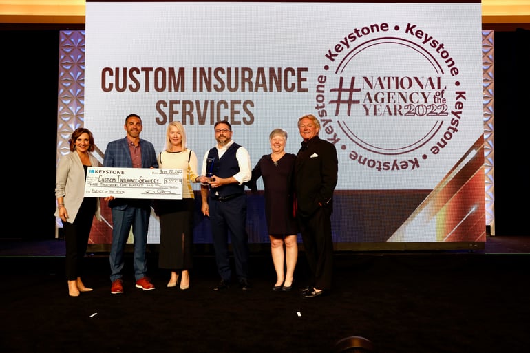 Keystone Honors Custom Insurance Services of Missouri National Agency of the Year